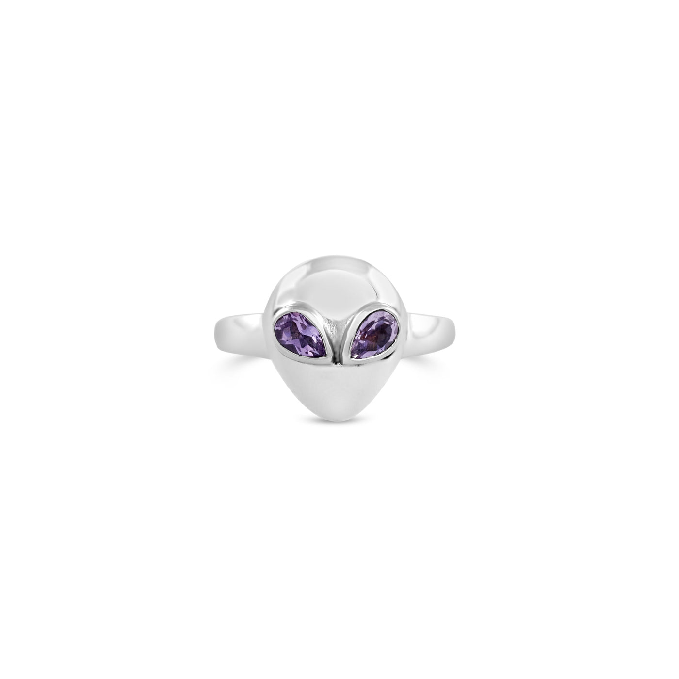 I Come In Peace Gemstone Alien Ring - Amethyst