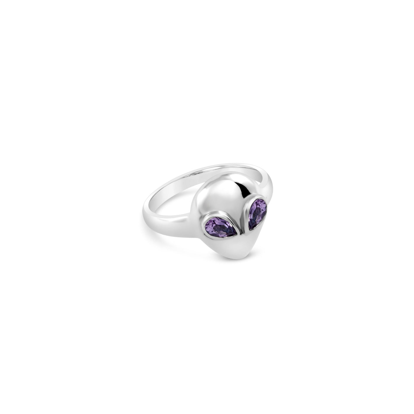 I Come In Peace Gemstone Alien Ring - Amethyst