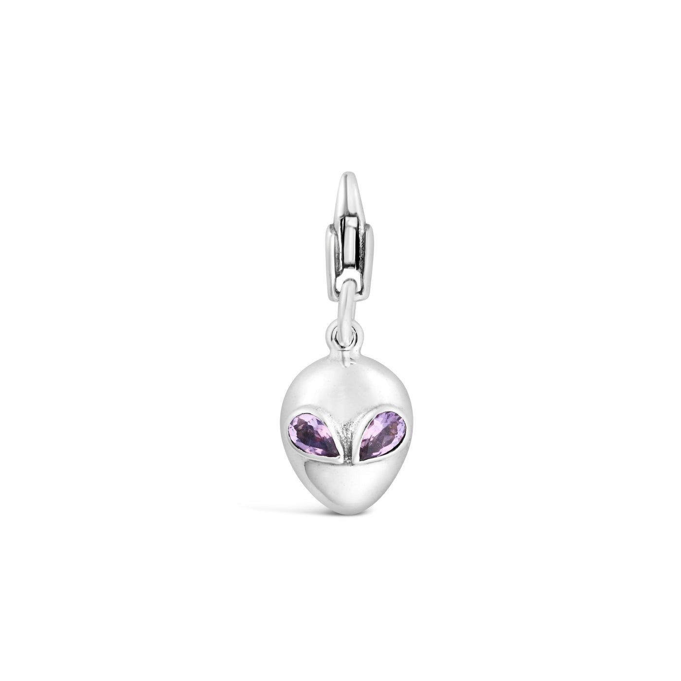 I Come In Peace Gemstone Alien Clip Charm - Amethyst