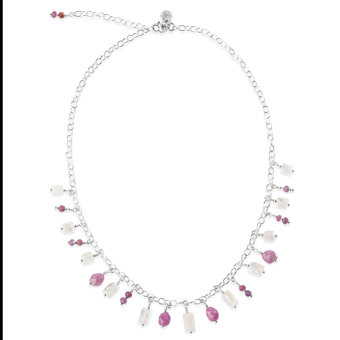 Pink Sapphire Moon Magic Gemstone Charm Signature Necklace