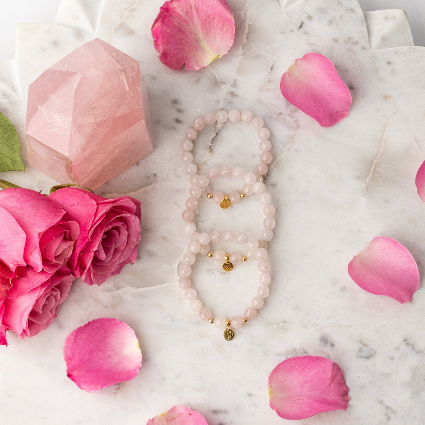 Golden Self-Love Rose Quartz Signature Stretch Bracelet