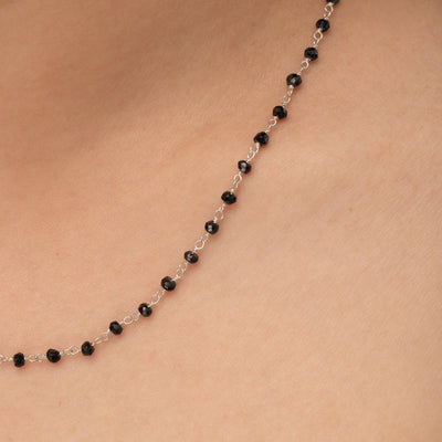Raven Spinel Rosary Chain Signature Necklace