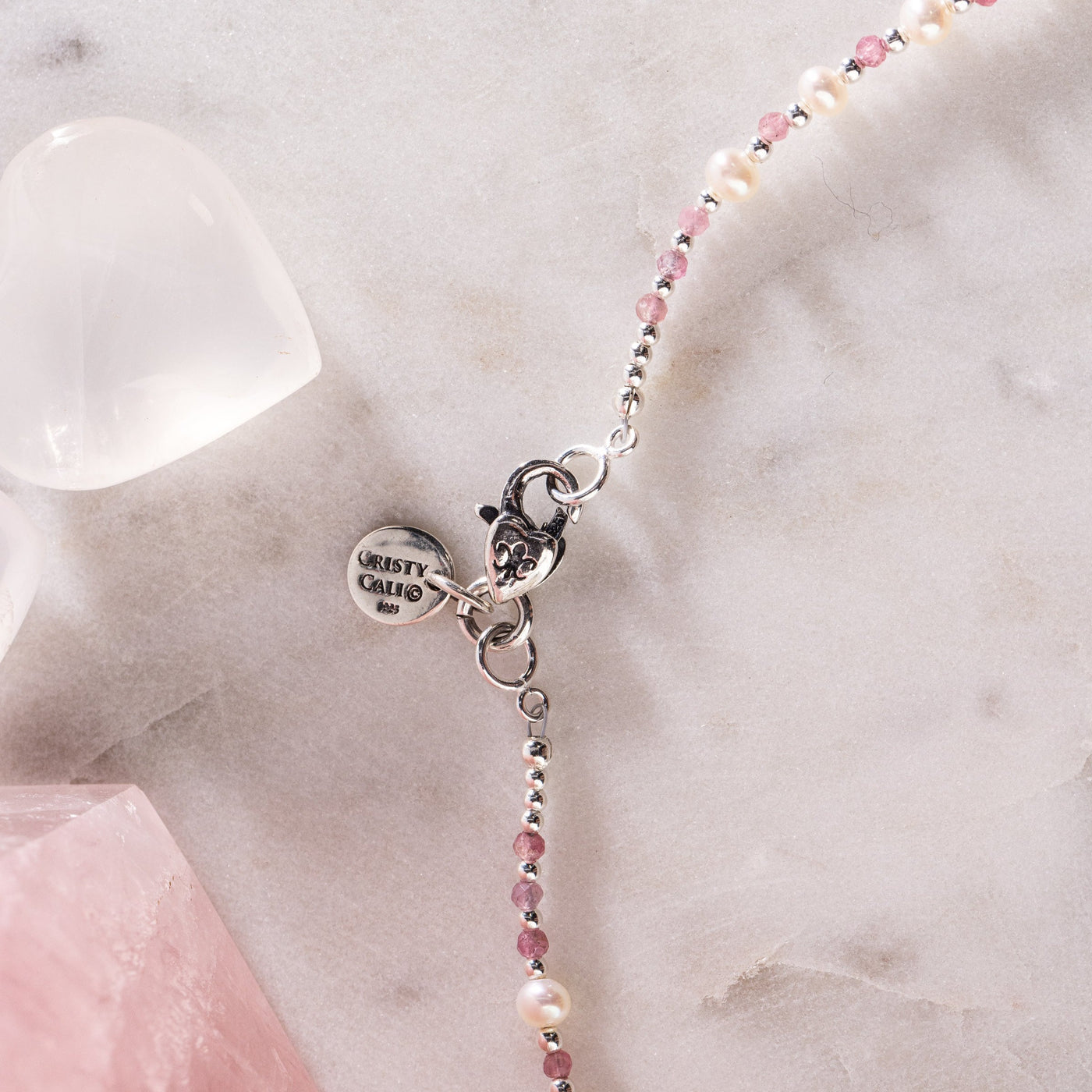 Pink Heart Tourmaline Freshwater Pearl Signature Necklace