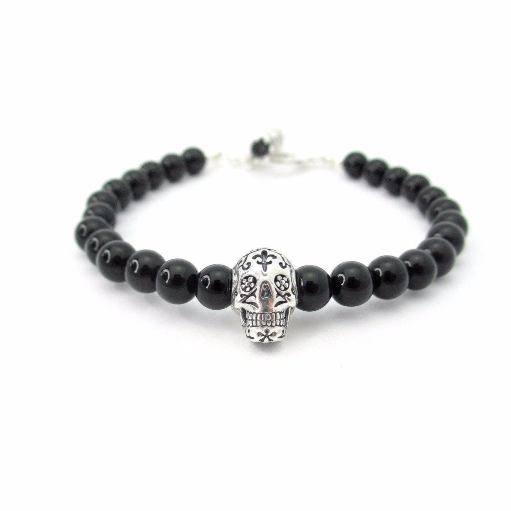 Day of the Dead Onyx Signature Toggle Bracelet