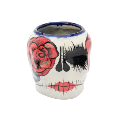Smell The Roses Skull Mugs - Pair