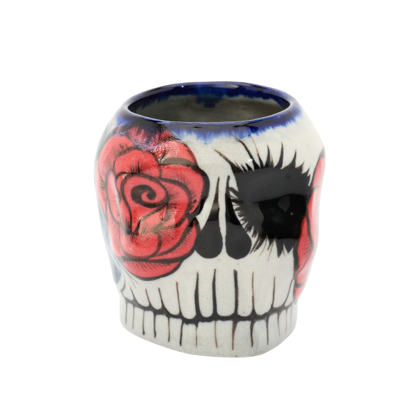Smell The Roses Skull Mugs - Pair