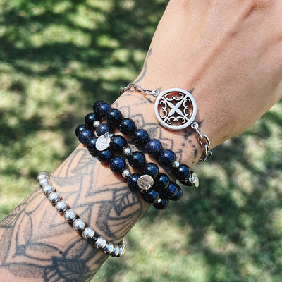Cosmic Blue Goldstone Signature Stretch Bracelet