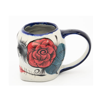 Smell The Roses Skull Mugs - Pair