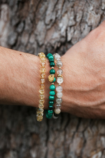 Golden Swamp Green Tourmaline Quartz Signature Stretch Bracelet RETIRED