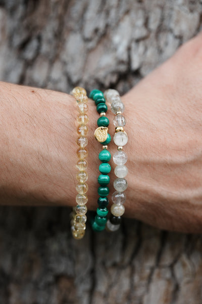 Golden Swamp Green Tourmaline Quartz Signature Stretch Bracelet