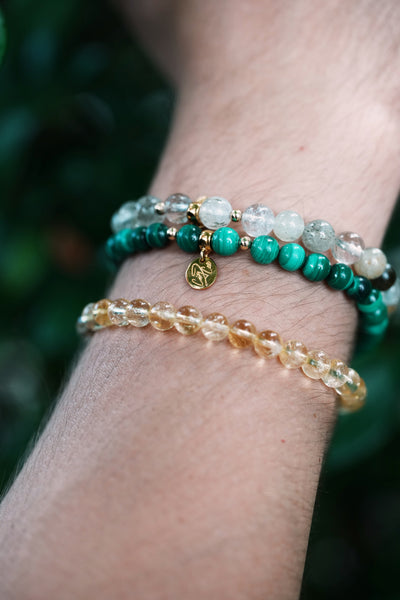 Golden Swamp Green Tourmaline Quartz Signature Stretch Bracelet RETIRED