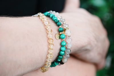 Golden Swamp Green Tourmaline Quartz Signature Stretch Bracelet RETIRED