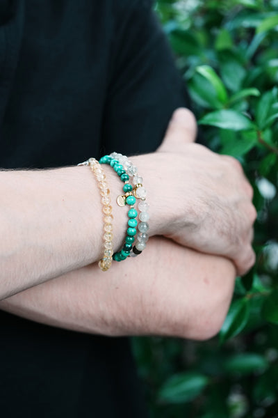 Golden Swamp Green Tourmaline Quartz Signature Stretch Bracelet