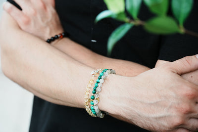 Golden Swamp Green Tourmaline Quartz Signature Stretch Bracelet