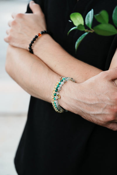 Golden Swamp Green Tourmaline Quartz Signature Stretch Bracelet