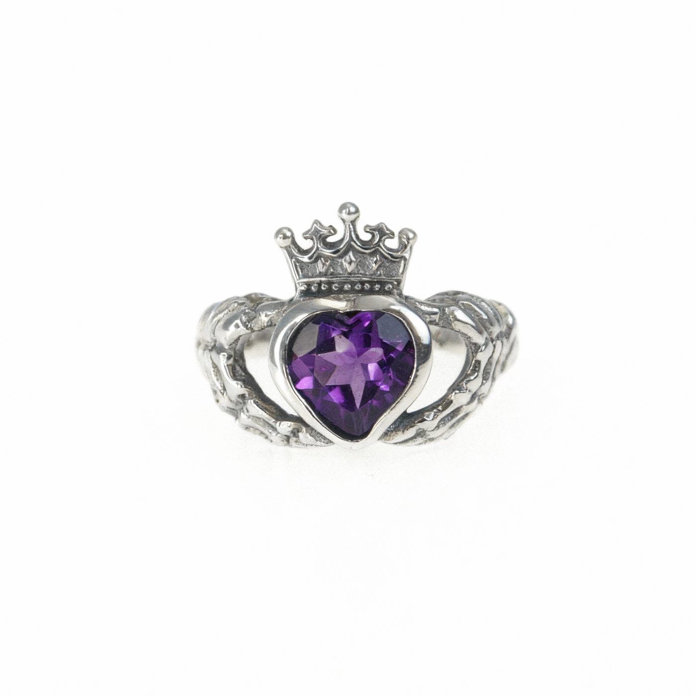 Amethyst Skeleton Claddagh Ring