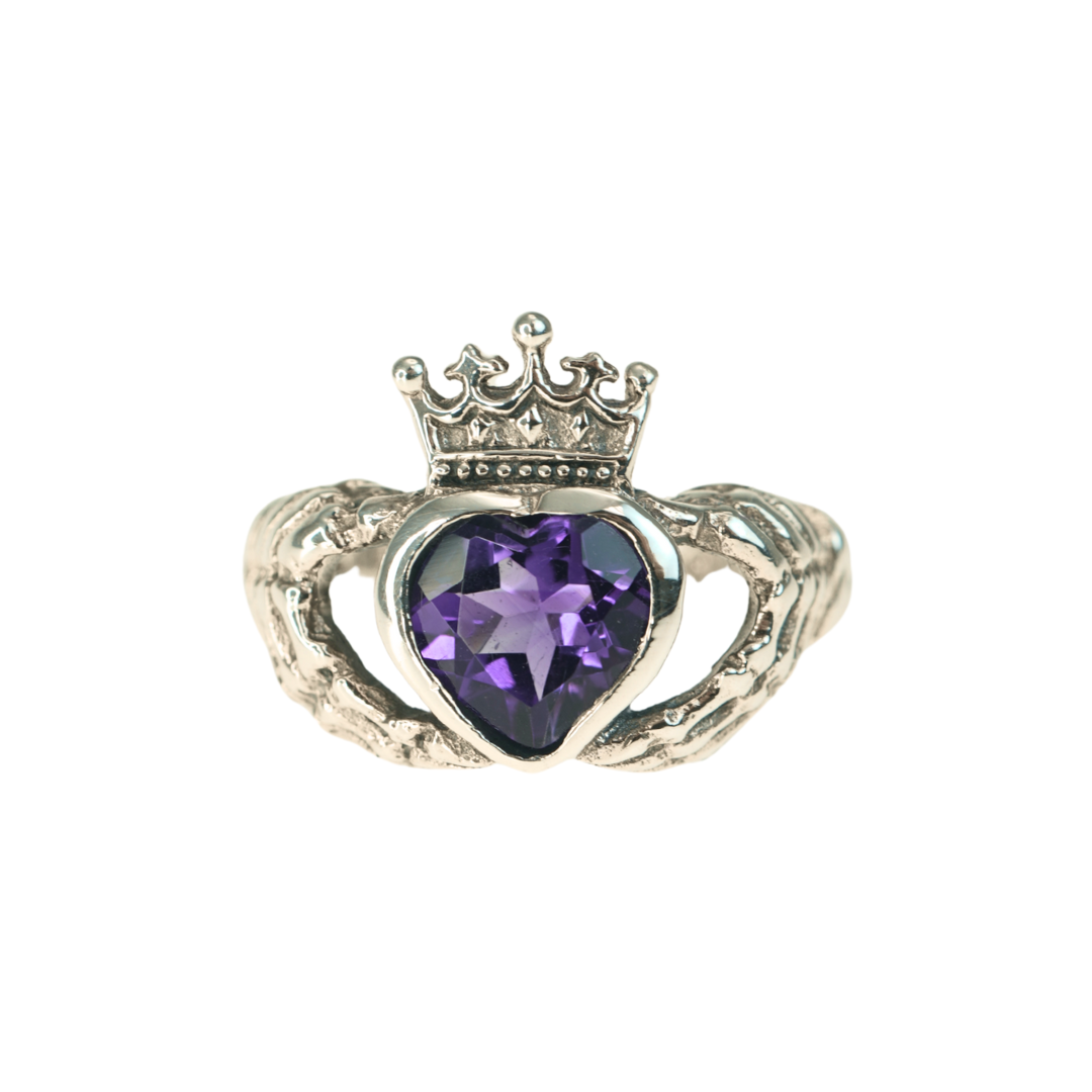 Amethyst Skeleton Claddagh Ring PREORDER