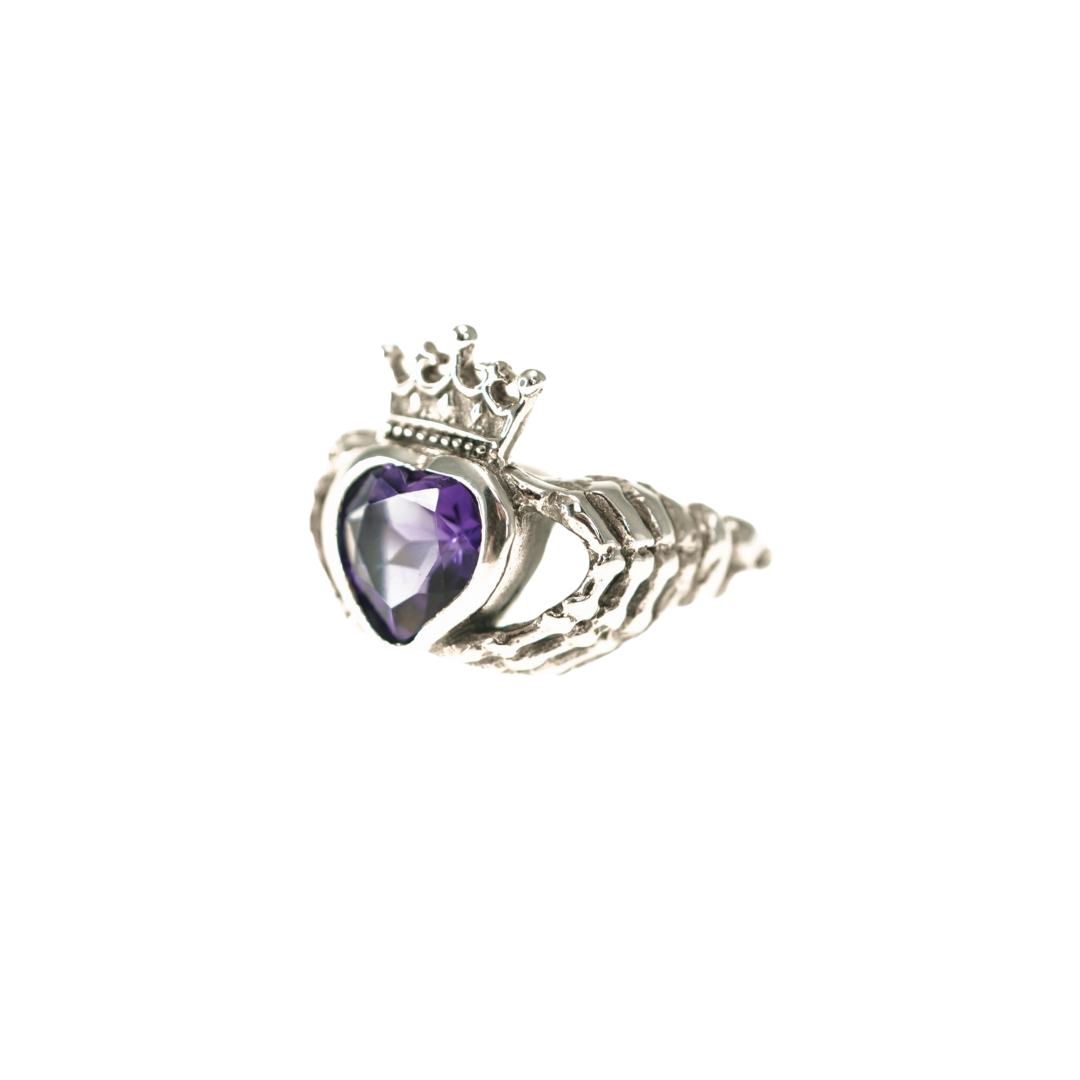 Amethyst Skeleton Claddagh Ring PREORDER