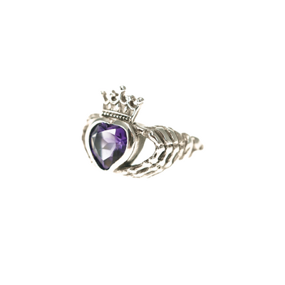 Amethyst Skeleton Claddagh Ring PREORDER