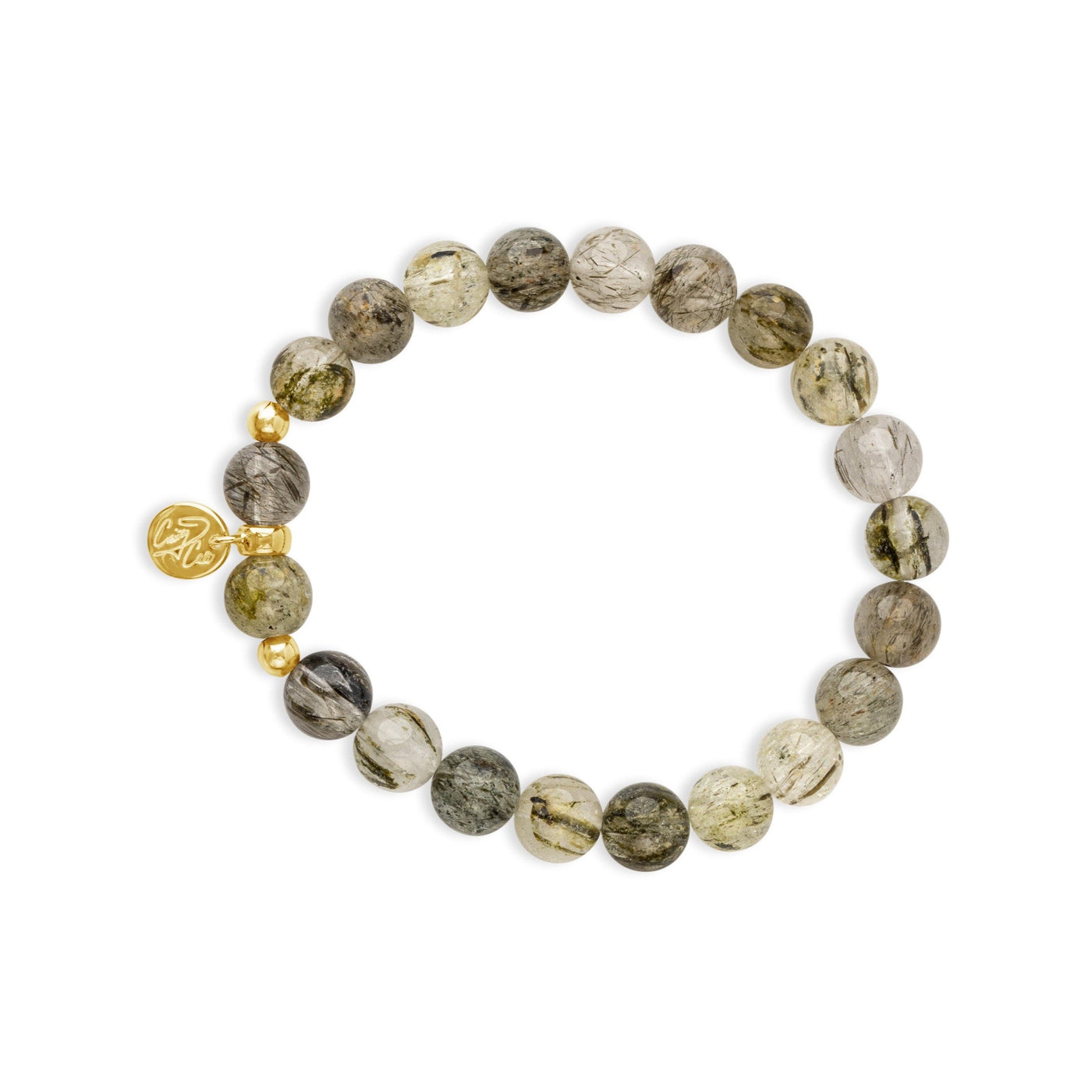 Golden Swamp Green Tourmaline Quartz Signature Stretch Bracelet