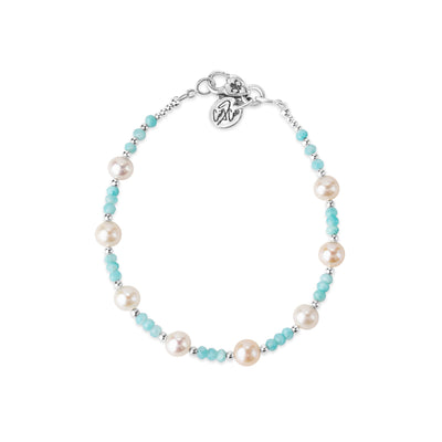 Breakfast at Cristy's Signature Pearl & Amazonite Bracelet