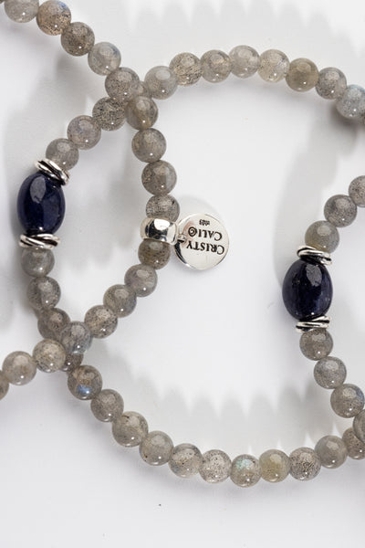 Psychic Wisdom Labradorite & Sapphire Signature Stretch Bracelet
