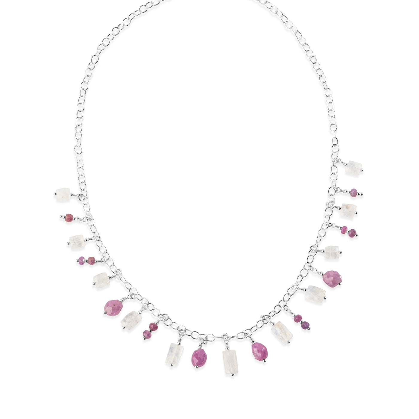 Pink Sapphire Moon Magic Gemstone Charm Signature Necklace