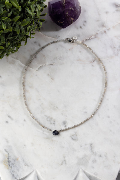 Sapphire Tear of Wisdom with Mystical Labradorite Signature Necklace