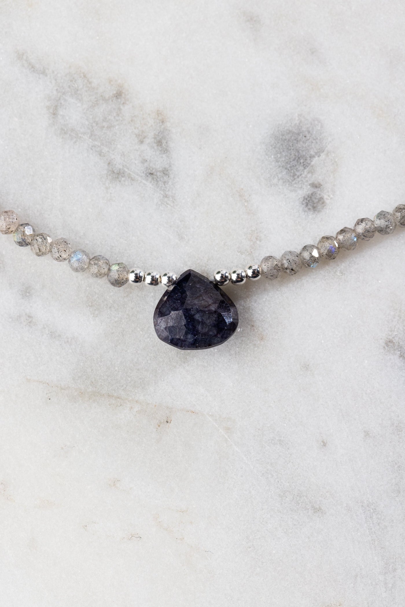 Sapphire Tear of Wisdom with Mystical Labradorite Signature Necklace