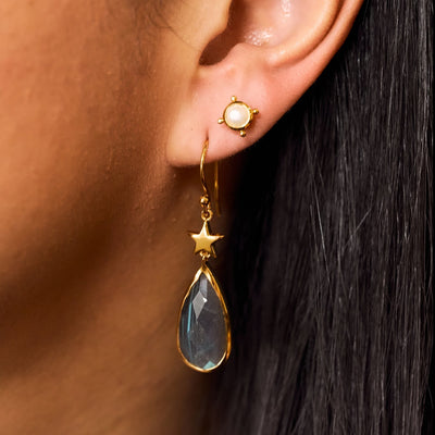 Celestial Goddess Gemstone Earrings Gold Vermeil