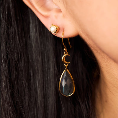 Celestial Goddess Gemstone Earrings Gold Vermeil