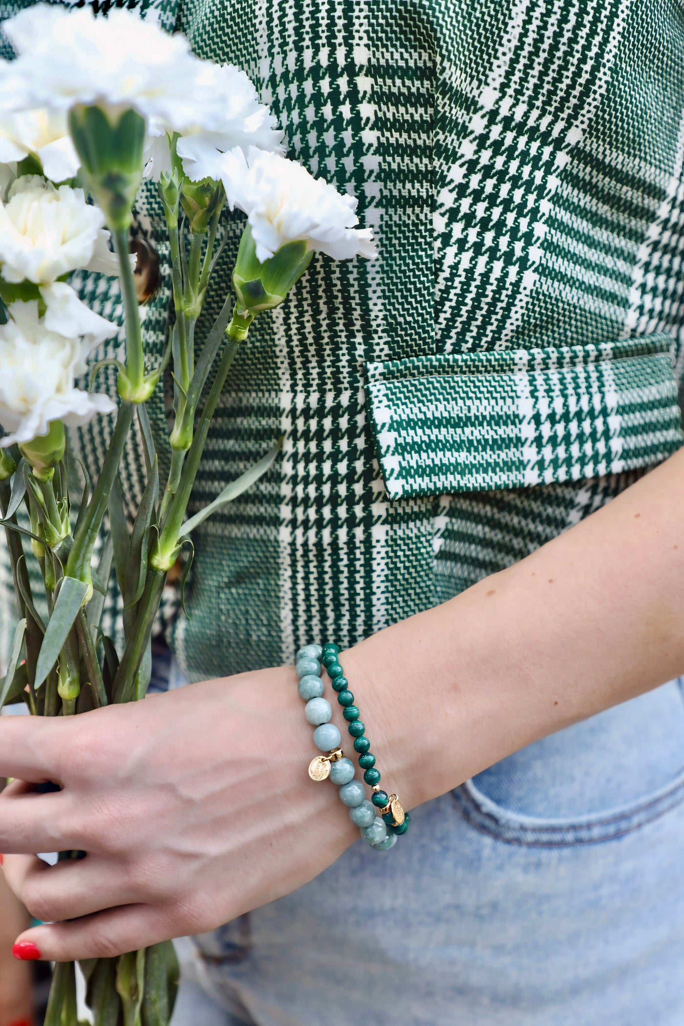 Chunky Sage Mayan Jade Signature Stretch Bracelet