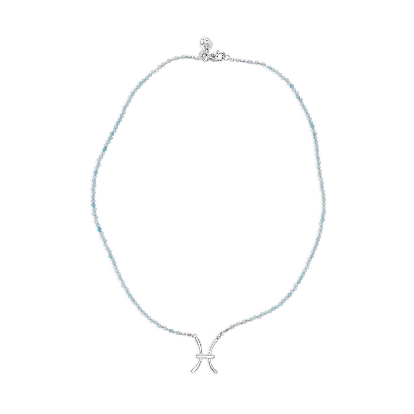 Graceful Pisces Aquamarine Zodiac Signature Necklace