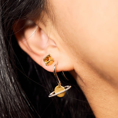 Diamond Saturn Earrings Gold Vermeil