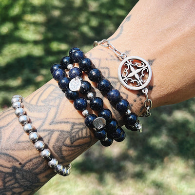Cosmic Blue Goldstone Signature Stretch Bracelet