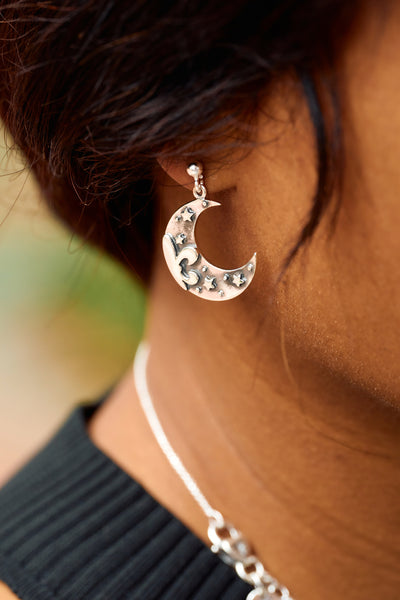 Fleur de Crescent Earrings