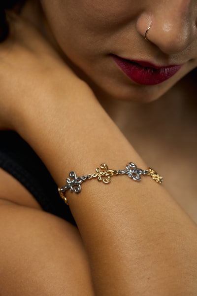 Fleur de Love Knot Link Bracelet Mixed 18K