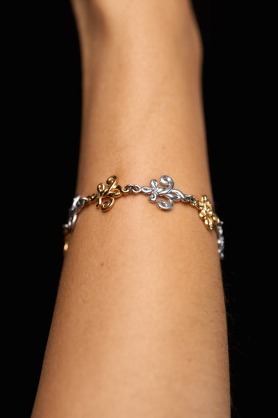 Fleur de Love Knot Link Bracelet Mixed 18K