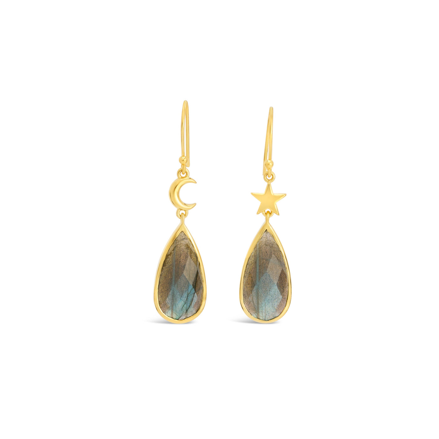 Celestial Goddess Gemstone Earrings Gold Vermeil