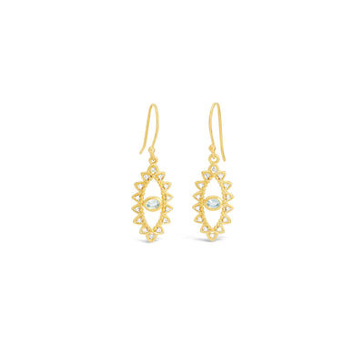 Evil Eye Topaz Earrings Gold Vermeil