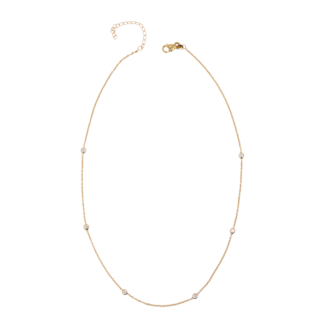 Constellation Diamond Bezel Necklace Gold Vermeil