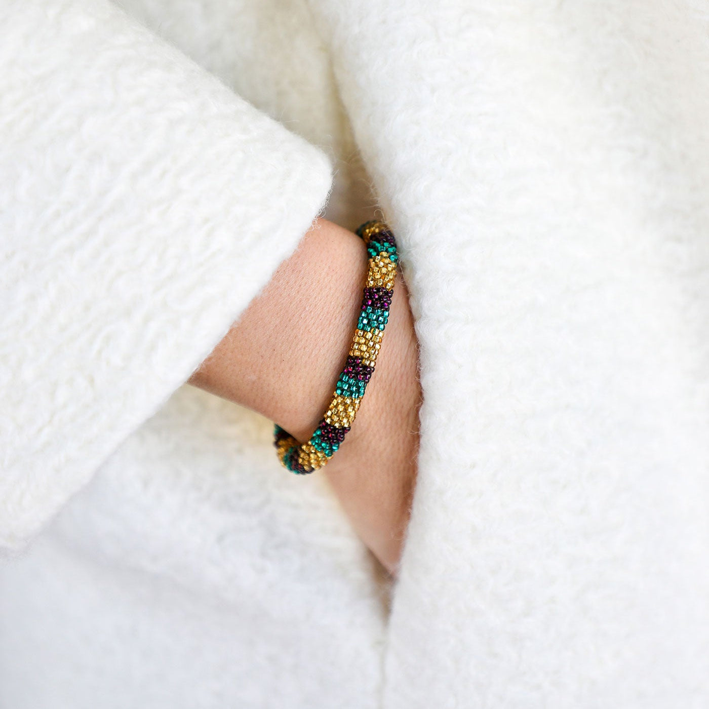 Guatemalan King Cake Beaded Stretch Bracelet