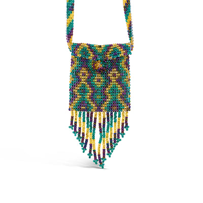 Guatemalan Beaded Undercover Mardi Gras Pouch Necklace