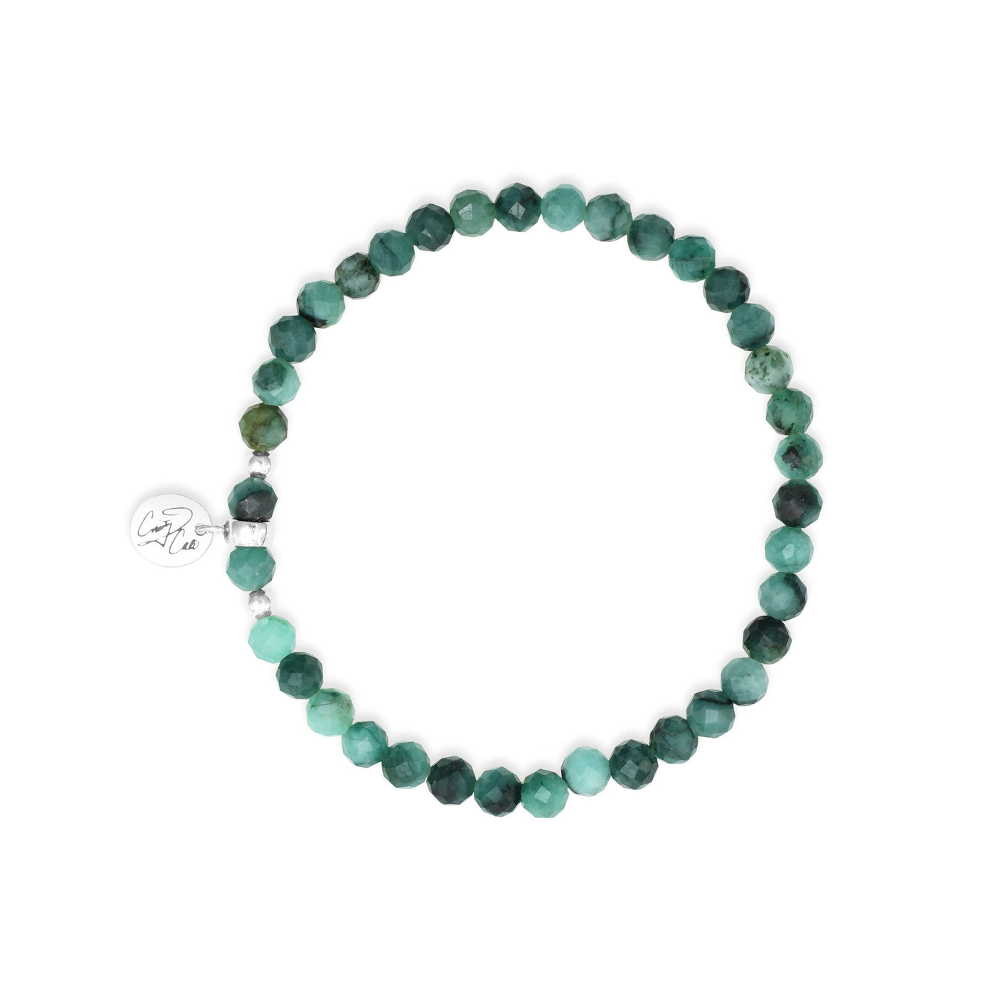 Heart Chakra Faceted Emerald Signature Stretch Bracelet