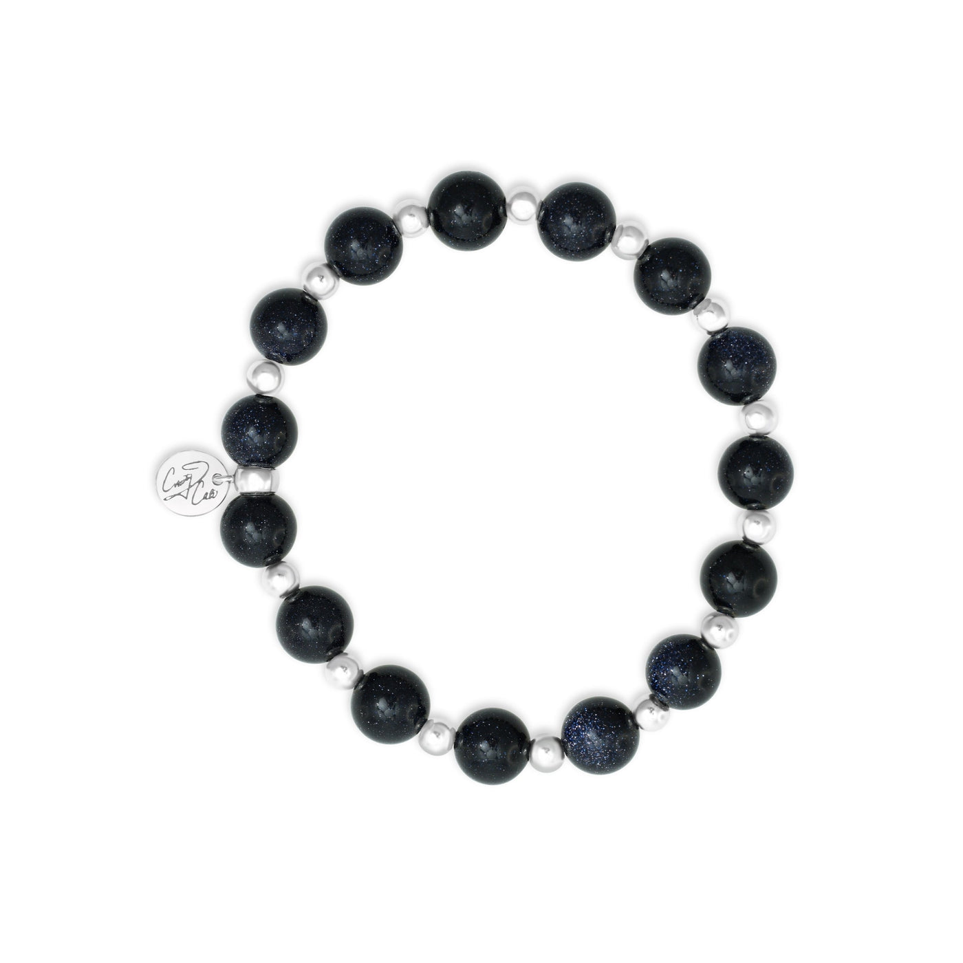 I Am Driven Blue Goldstone Signature Stretch Bracelet