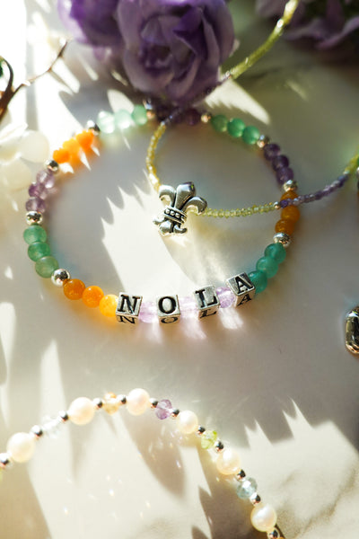 NOLA Mardi Gras Signature Gemstone Stretch Bracelet