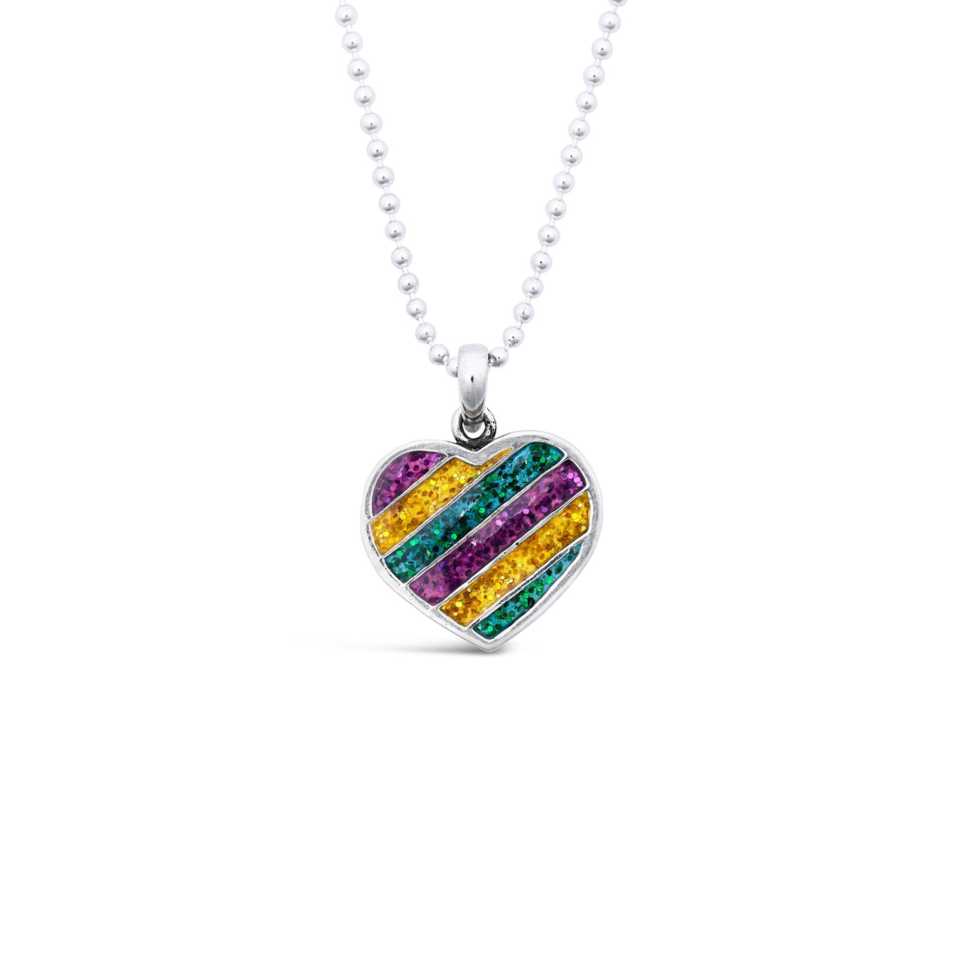 Mardi Gras Heart Charm - Small