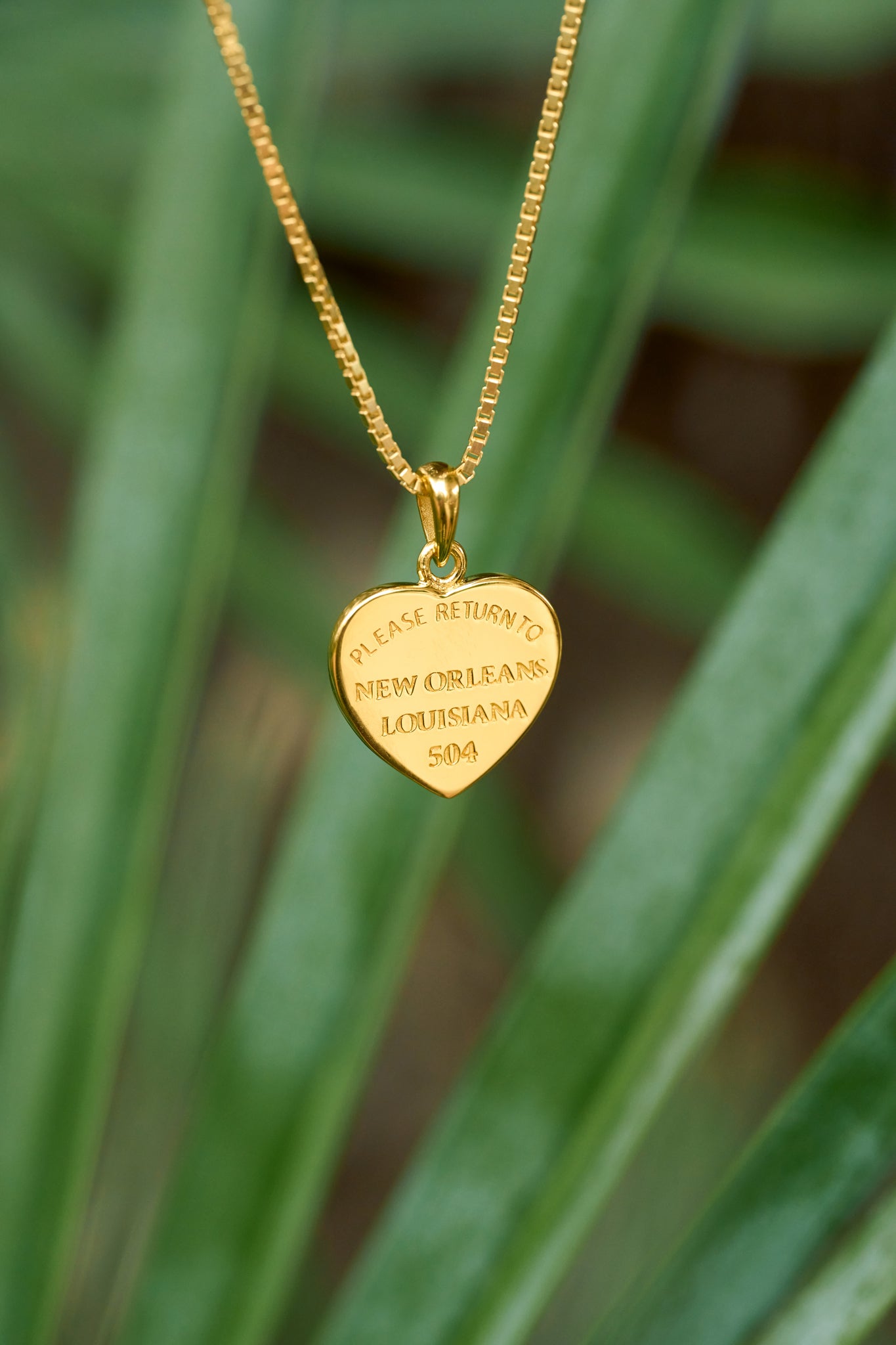 Please Return to New Orleans Heart Charm Gold Vermeil