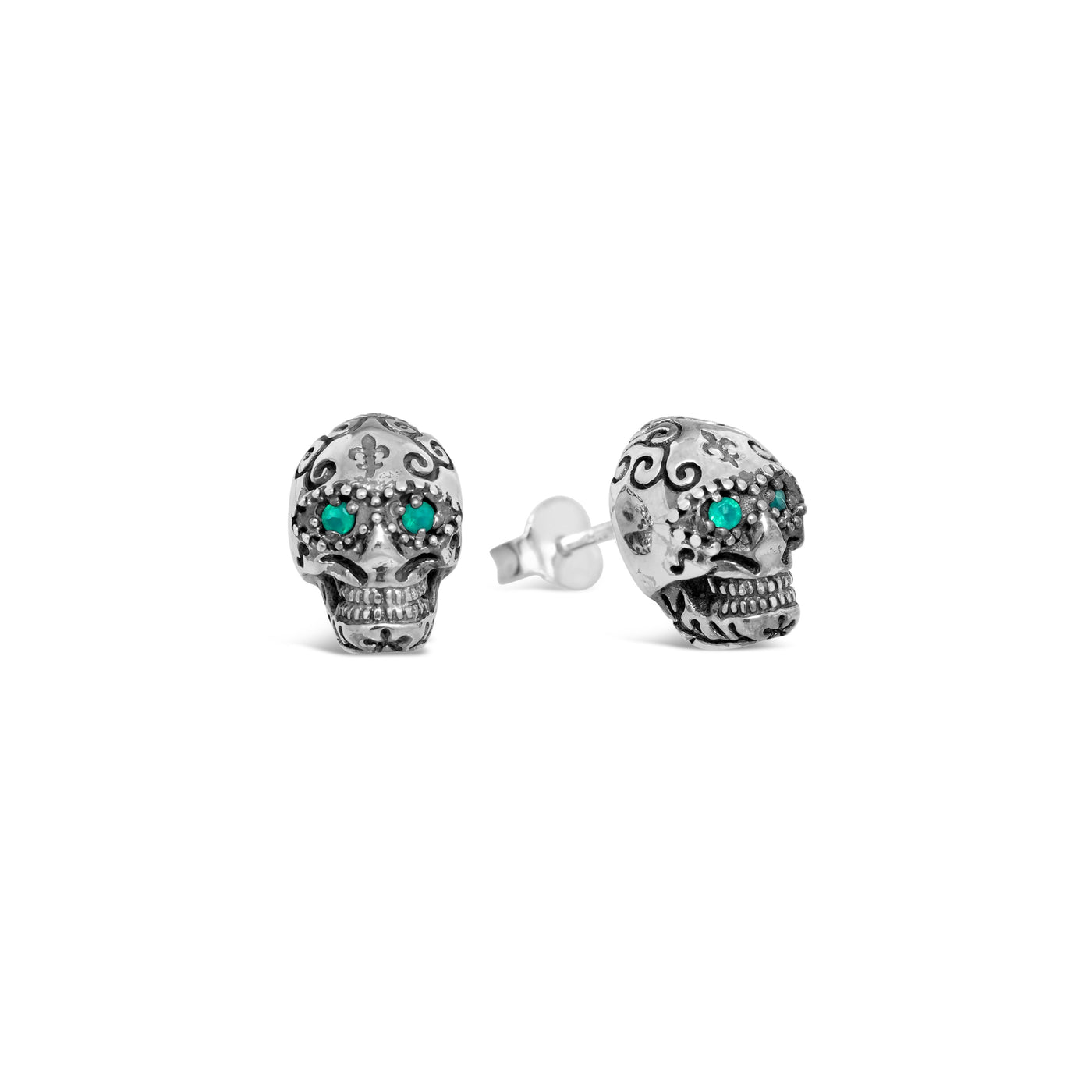 Semi Precious Sugar Skull Stud Earrings