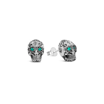 Semi Precious Sugar Skull Stud Earrings